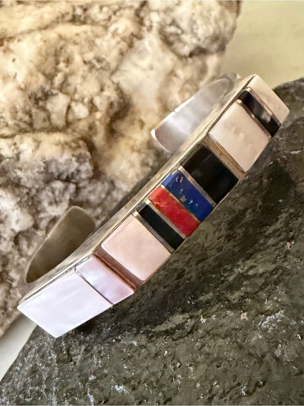 Native American Navajo Vintage Multi-stone  Cuff Bracelet